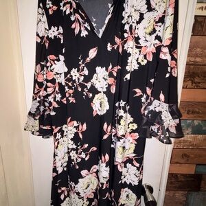 Roz & Ali Black Floral Long Sleeve Dress